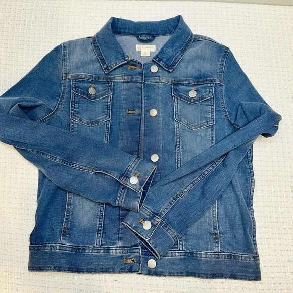 J.Crew Crewcuts Button Front Jean Jacket Blue Youth Girls Classic Crop Size 14 - Picture 10 of 16